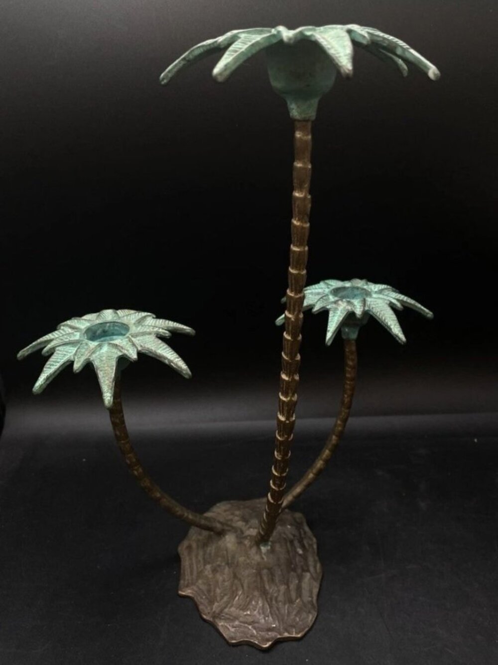 SPI Palm Tree Metal Wall Taper Candle Holders Holds 3 Candles 11 3/4”